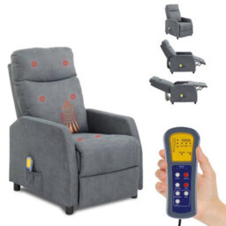Massage Recliner Chair Heating Sofa Fabric Upholstered Armchair With Controller - thumbnail 6