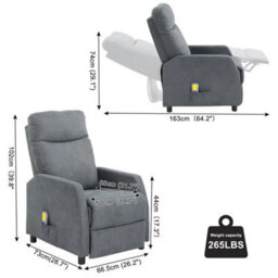 Massage Recliner Chair Heating Sofa Fabric Upholstered Armchair With Controller - thumbnail 2