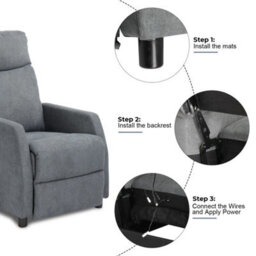 Massage Recliner Chair Heating Sofa Fabric Upholstered Armchair With Controller - thumbnail 3