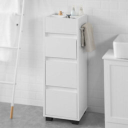 Sobuy Bzr29-W Bathroom Cabinet Bathroom Storage Cabinet Unit With 3 Drawers,white,w33Xd30Xh90 - thumbnail 4