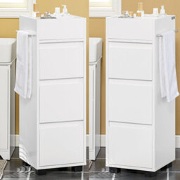 Sobuy Bzr29-W Bathroom Cabinet Bathroom Storage Cabinet Unit With 3 Drawers,white,w33Xd30Xh90 - thumbnail 5