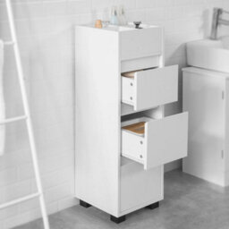 Sobuy Bzr29-W Bathroom Cabinet Bathroom Storage Cabinet Unit With 3 Drawers,white,w33Xd30Xh90 - thumbnail 6