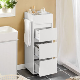 Sobuy Bzr29-W Bathroom Cabinet Bathroom Storage Cabinet Unit With 3 Drawers,white,w33Xd30Xh90 - thumbnail 2