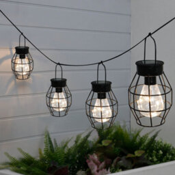 Gardenwize Pack Of 4 Timeless Caged Mini Lantern Solar Lights Vintage Style Warm White Hanging Lanterns - thumbnail 2