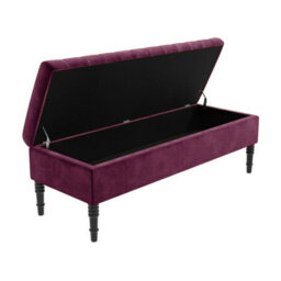 Safar 120Cm Ottoman Storage Bench - Naples Shoe Bench - Purple Lined Upholstery Storage Footstool - thumbnail 5