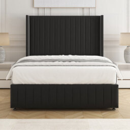 Bsspoke Luna Divan Bed Black Plush Velvet 54Inch Headboard & Footboard 2 Drawers Footend & No Mattress In 4Ft 4Ft6 5Ft 6Ft - thumbnail 3