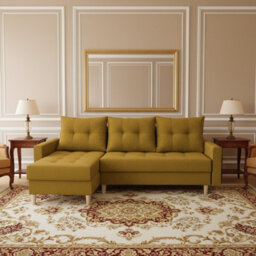 Bodo Modern Scandi Sofa Comfortable Fabric Upholstered Settee Minimalist 3 Seater Couch For Living Room Mustard - thumbnail 2