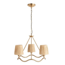 Luminosa Lighting Luminosa Wriggle Multi Arm Pendant Ceiling Light Brushed Aged Brass Plate, Natural Raffia, 3X E14 - thumbnail 7