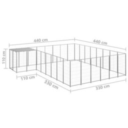 Berkfield Durable Dog Kennel Silver 15.73 M2 Steel - thumbnail 6