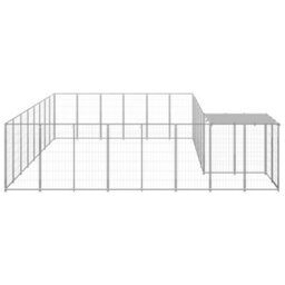 Berkfield Durable Dog Kennel Silver 15.73 M2 Steel - thumbnail 3