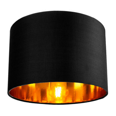 Happy Homewares Contemporary Black Cotton 12 Table/pendant Lamp Shade With Shiny Golden Inner - image 1