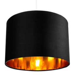 Happy Homewares Contemporary Black Cotton 12 Table/pendant Lamp Shade With Shiny Golden Inner - thumbnail 6