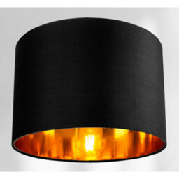 Happy Homewares Contemporary Black Cotton 12 Table/pendant Lamp Shade With Shiny Golden Inner - thumbnail 2
