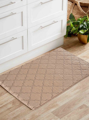 Ivy Washable Trellis Design Anti Slip Doormats Beige 60X110 Cm - image 1