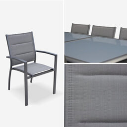Sweeek - 8-Seater Extendable Aluminium Garden Table Set With Chairs Anthracite 300X100X75 Cm - Philadelphia - thumbnail 5