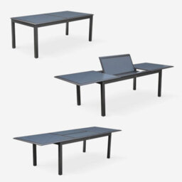 Sweeek - 8-Seater Extendable Aluminium Garden Table Set With Chairs Anthracite 300X100X75 Cm - Philadelphia - thumbnail 4