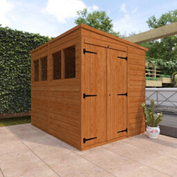 Buttercup Farm 8X6 Flex Pent Double Door 12mm Flex - L238.8 X W175 X H203 Cm - Solid Wood/softwood/pine - Burnt Orange - thumbnail 3