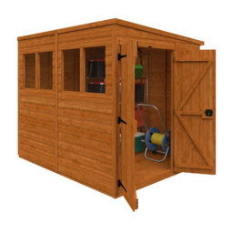 Buttercup Farm 8X6 Flex Pent Double Door 12mm Flex - L238.8 X W175 X H203 Cm - Solid Wood/softwood/pine - Burnt Orange - thumbnail 2