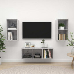 Berkfield 3 Piece Tv Cabinet Set Concrete Grey Engineered Wood - thumbnail 1