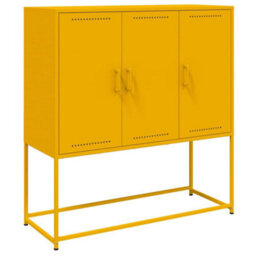 Berkfield Highboard Mustard Yellow 100.5X39X107 Cm Steel - thumbnail 2