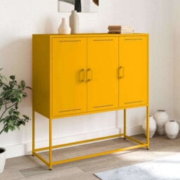 Berkfield Highboard Mustard Yellow 100.5X39X107 Cm Steel - thumbnail 1