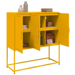 Berkfield Highboard Mustard Yellow 100.5X39X107 Cm Steel - thumbnail 4