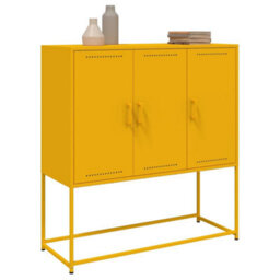 Berkfield Highboard Mustard Yellow 100.5X39X107 Cm Steel - thumbnail 5