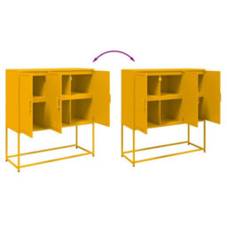 Berkfield Highboard Mustard Yellow 100.5X39X107 Cm Steel - thumbnail 9
