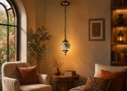Turkish Style Pendant Light Chandelier Multi Coloured Acrylic 26Cm Shade Home Decor Lighting - thumbnail 6