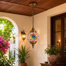 Turkish Style Pendant Light Chandelier Multi Coloured Acrylic 26Cm Shade Home Decor Lighting - thumbnail 7