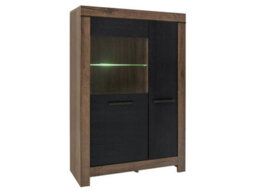 Arte Balin 101 Cm 2 Door Display Cabinet  With Led Lights Oak Monastery Oak Black
