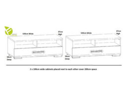 "Impact Furniture Large Tv Unit With Drawer Storage Cabinet Stand White Gloss 200Cm For Up To 85"" Tv Assen" - thumbnail 9