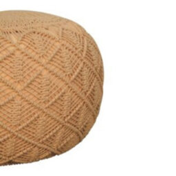 Wyld Haus Sperlonga Hand-Knitted Mustard Macrame Pouffe Footstool 500X500X360mm - thumbnail 5