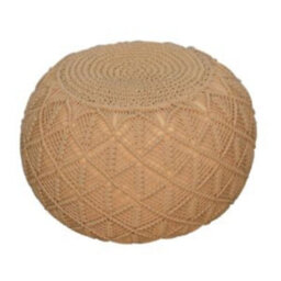 Wyld Haus Sperlonga Hand-Knitted Mustard Macrame Pouffe Footstool 500X500X360mm - thumbnail 4