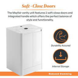 Plum&clay Mayfair Gloss White Freestanding Bathroom Vanity Unit With White Marble Countertop (W)550mm (H)745mm - thumbnail 4