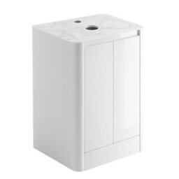 Plum&clay Mayfair Gloss White Freestanding Bathroom Vanity Unit With White Marble Countertop (W)550mm (H)745mm - thumbnail 2