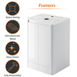 Plum&clay Mayfair Gloss White Freestanding Bathroom Vanity Unit With White Marble Countertop (W)550mm (H)745mm - thumbnail 6