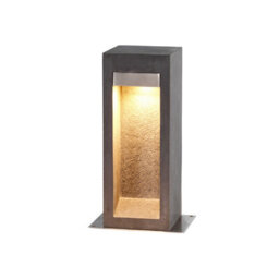 Luminosa Lighting Elstead Parkstone Outdoor Pedestal Light Basalt Stone With Stainless Steel, 3000K, Ip55 - thumbnail 1