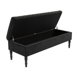 Safar 120Cm Ottoman Storage Bench - Plush Velvet Shoe Bench - Black Lined Upholstery Storage Footstool - thumbnail 5