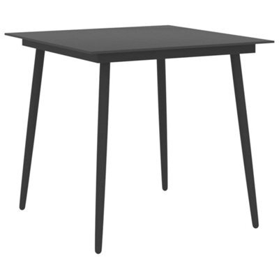 Berkfield Garden Dining Table Black 80X80X74 Cm Steel And Glass - image 1