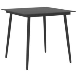 Berkfield Garden Dining Table Black 80X80X74 Cm Steel And Glass