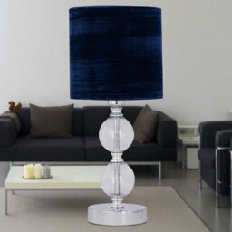 First Choice Lighting Set Of 2 Chrome Two Ball Table Lamp With Navy Blue Velvet Shades - thumbnail 5