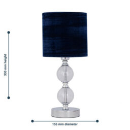 First Choice Lighting Set Of 2 Chrome Two Ball Table Lamp With Navy Blue Velvet Shades - thumbnail 7