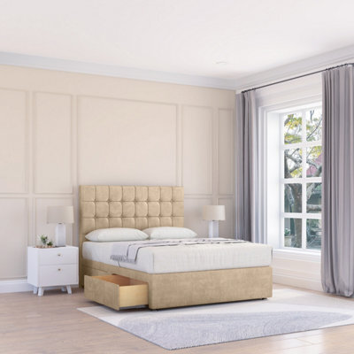 "Sloomy 5Ft Alabama Divan Bed Base Almond Coinston ,4 Drawers & 54"" Floor Standing Headboard - King" - image 1
