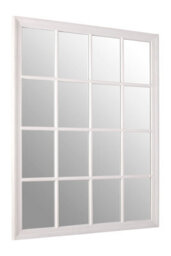 Orsina Antique White Wooden Wall Mirror With 16 Panel, Unique Framed Accent, Hanging Mirror With Bevelled Corners - thumbnail 2