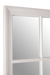 Orsina Antique White Wooden Wall Mirror With 16 Panel, Unique Framed Accent, Hanging Mirror With Bevelled Corners - thumbnail 3