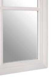 Orsina Antique White Wooden Wall Mirror With 16 Panel, Unique Framed Accent, Hanging Mirror With Bevelled Corners - thumbnail 4