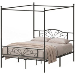 Canopy Bed Frame Double Size, Metal Platform Bed Frame, Black - thumbnail 3