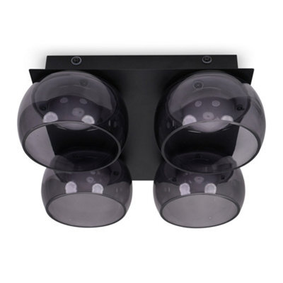 Valuelights Alissa Matte Black Ip44 4 Way Smoked Glass Integrated Led Ceiling Light - image 1