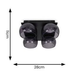Valuelights Alissa Matte Black Ip44 4 Way Smoked Glass Integrated Led Ceiling Light - thumbnail 5